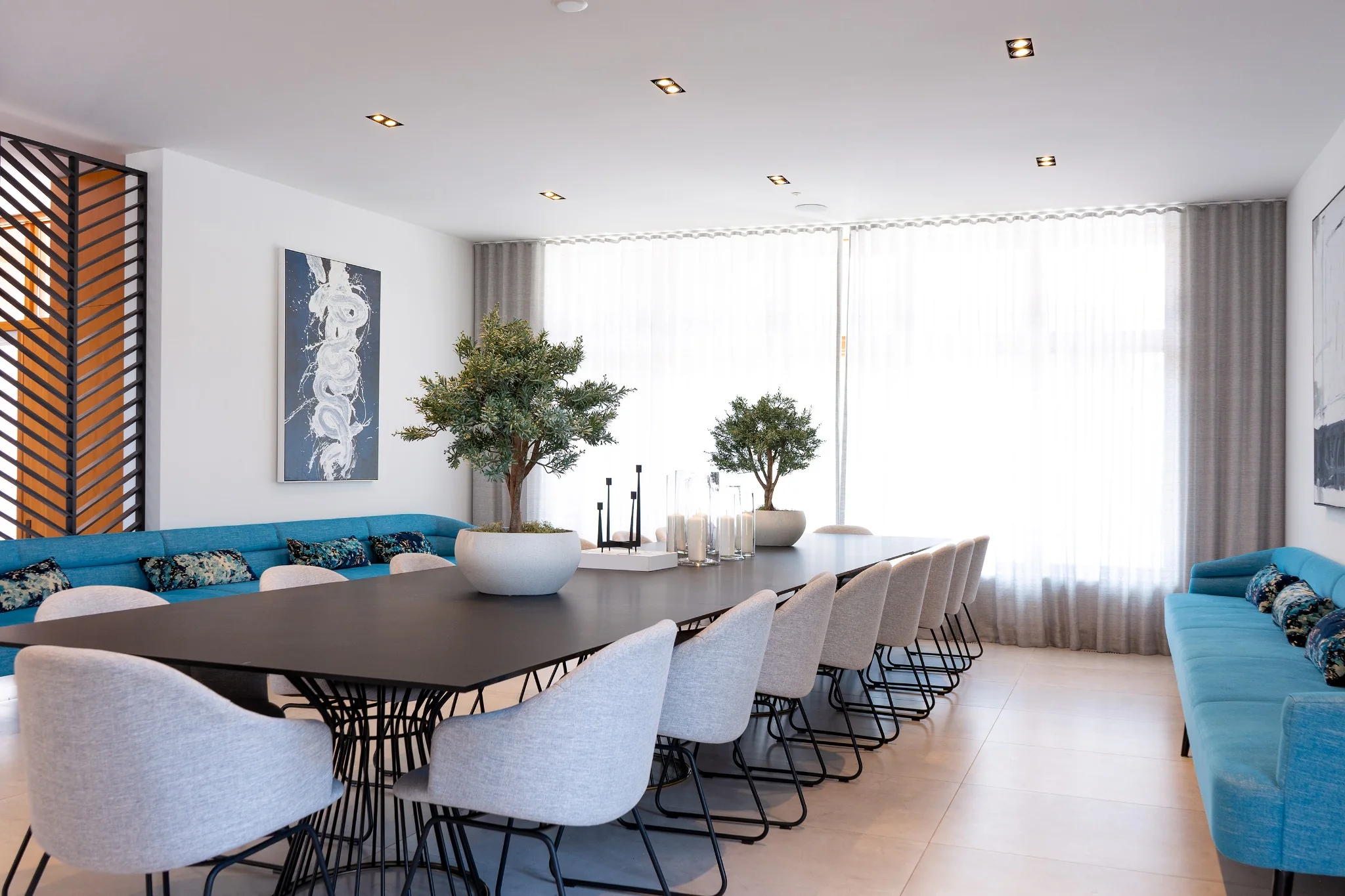 Completed dining space with integrated home technology
