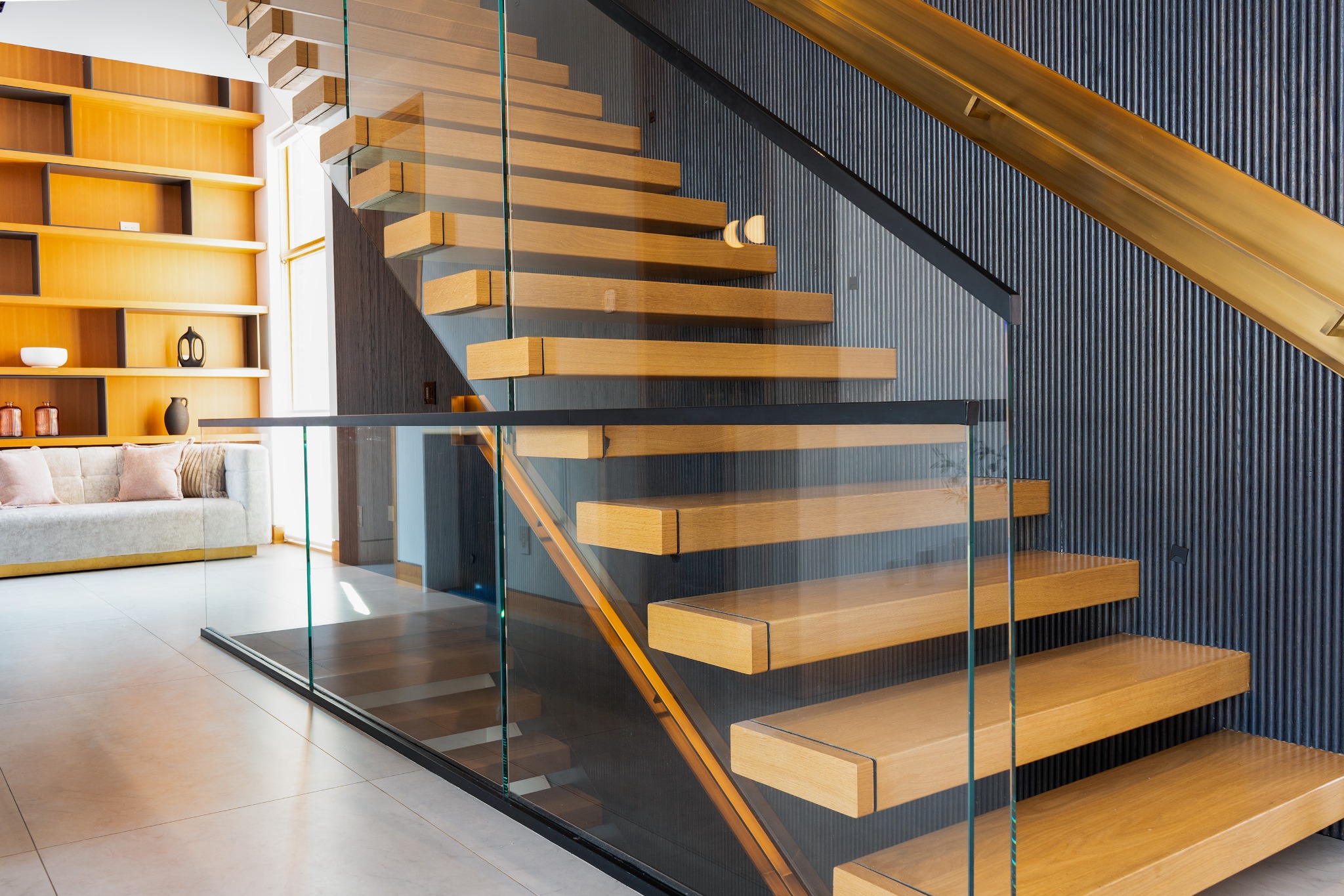 Architectural stairway in our Control4 project